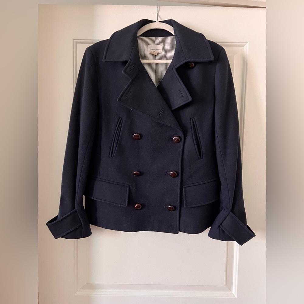 Club Monaco Navy Blue wool peacoat, Size Large